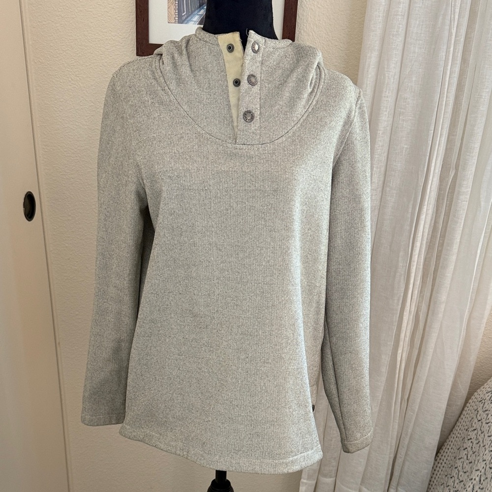 The North Face Gray Hooded Sweater with Button Detail
